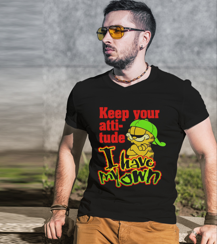 Garfield Keep Your Attitude I Have My Own Graffiti Style Baseball Cap T-Shirt