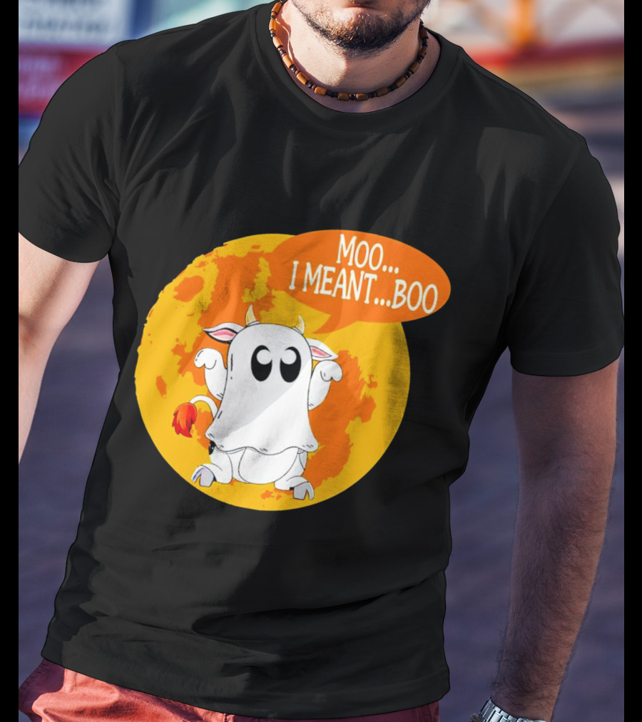 Moo I Meant Boo Ghost Cow Halloween Costume T-Shirt