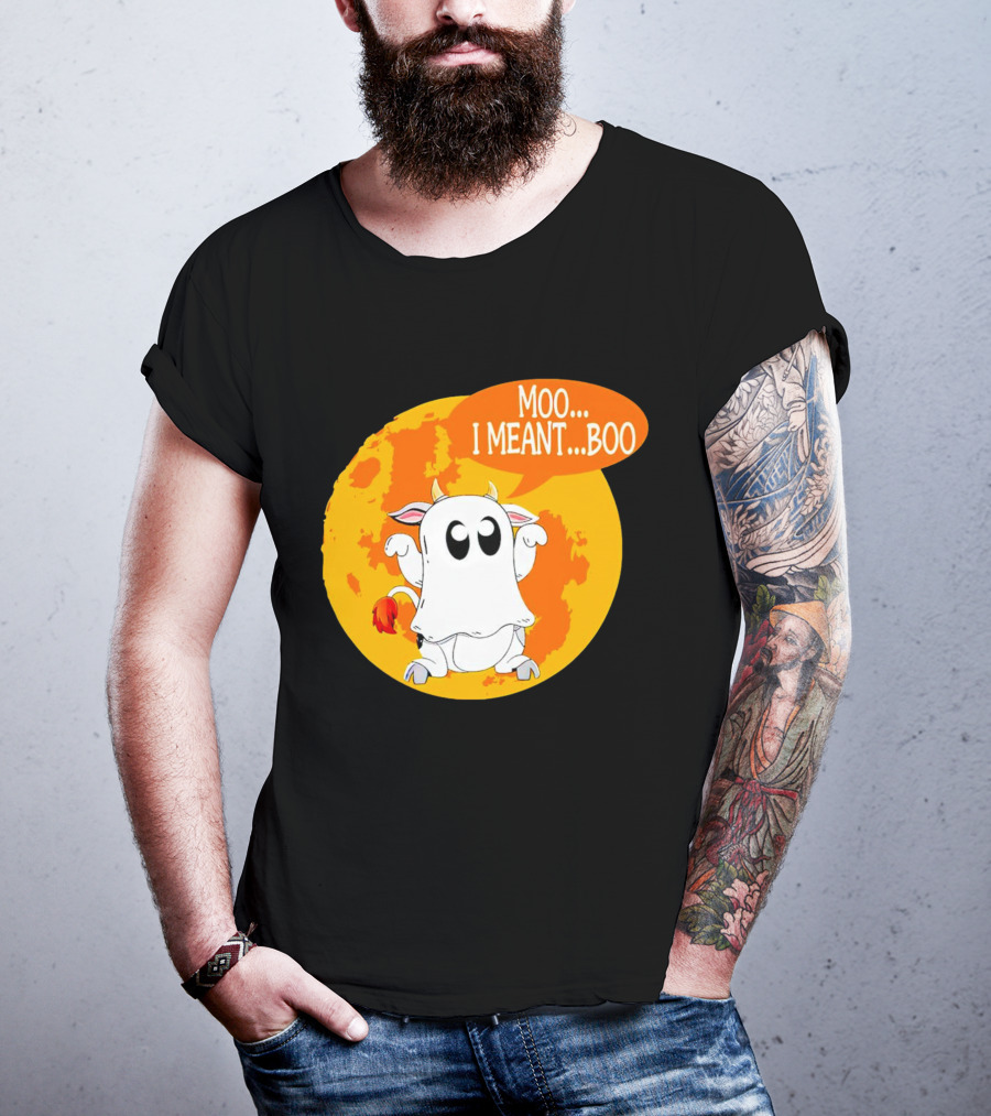 Moo I Meant Boo Ghost Cow Halloween Costume T-Shirt
