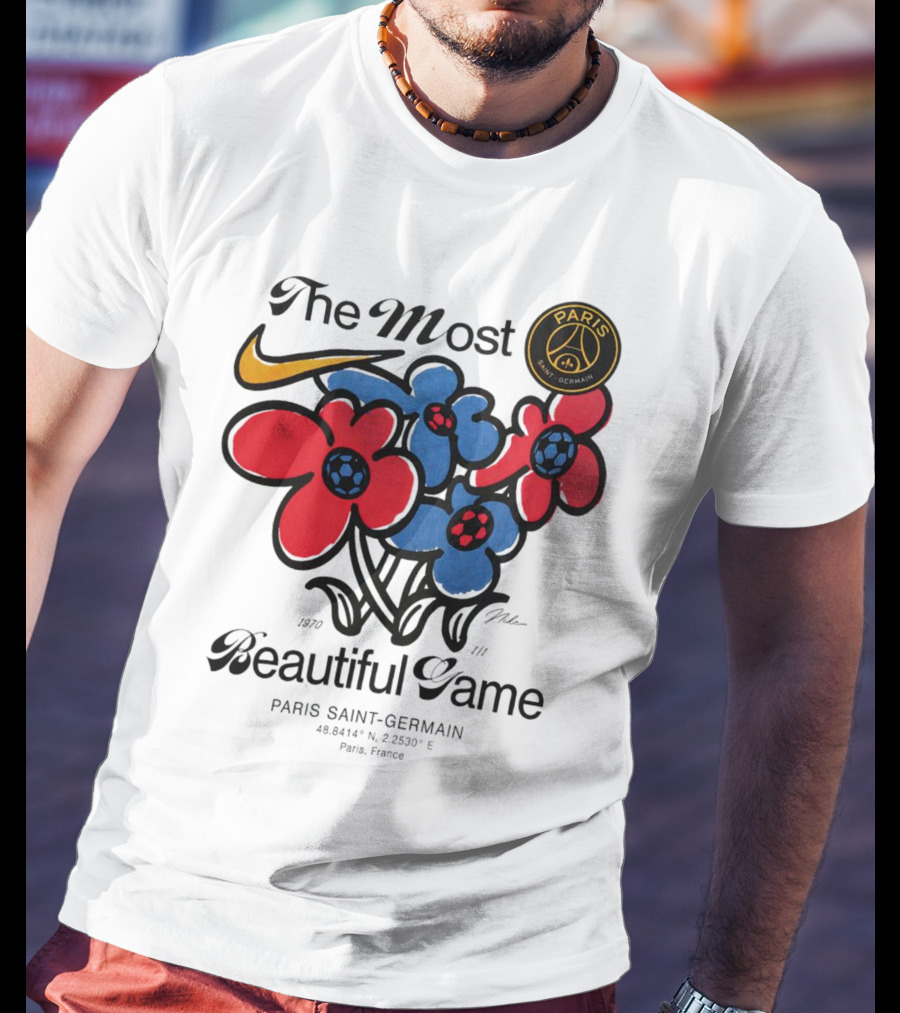 The Most Beautiful Game Paris Saint-Germain Logo And Floral T-Shirt