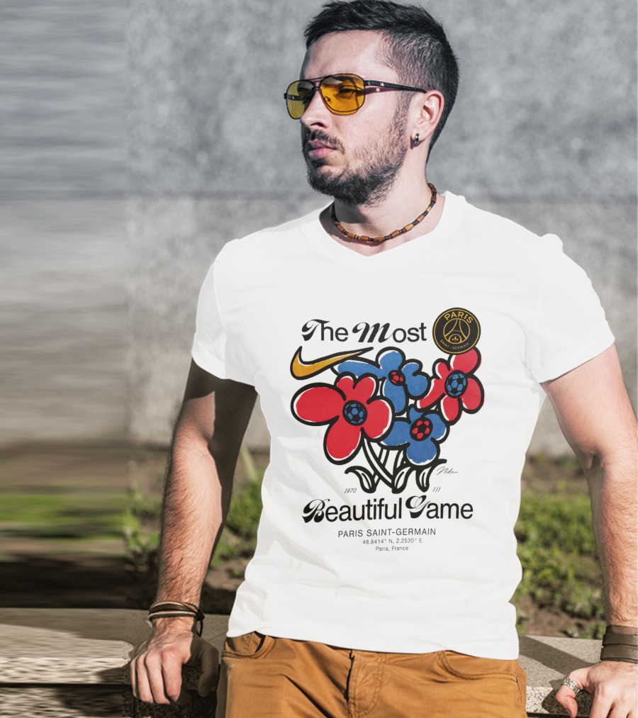 The Most Beautiful Game Paris Saint-Germain Logo And Floral T-Shirt