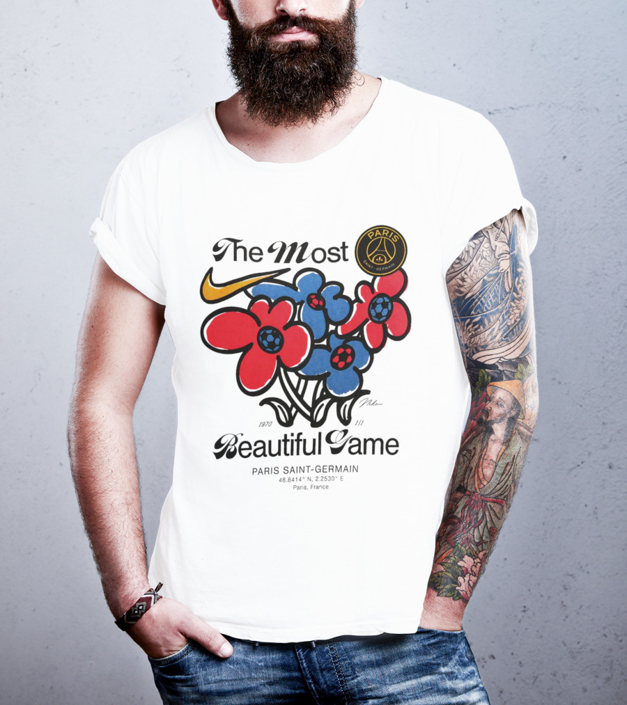 The Most Beautiful Game Paris Saint-Germain Logo And Floral T-Shirt
