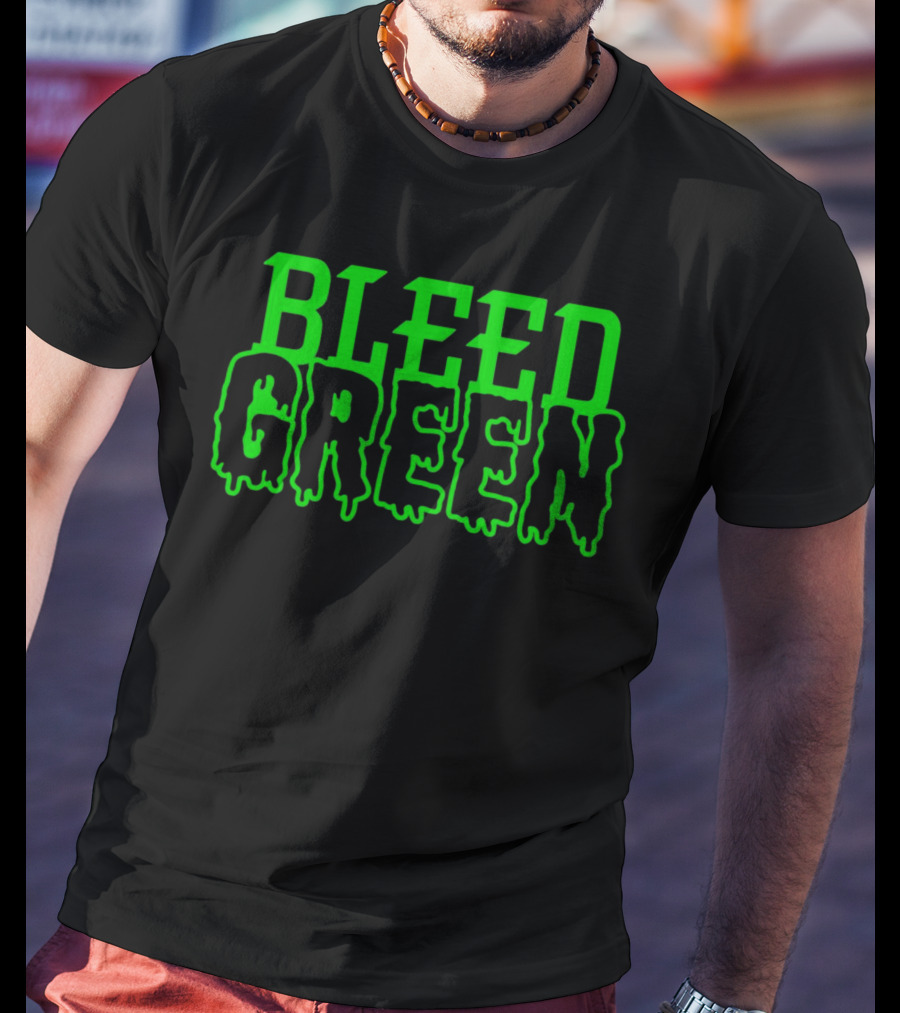 Bleed Green Dripping Neon Text T-Shirt