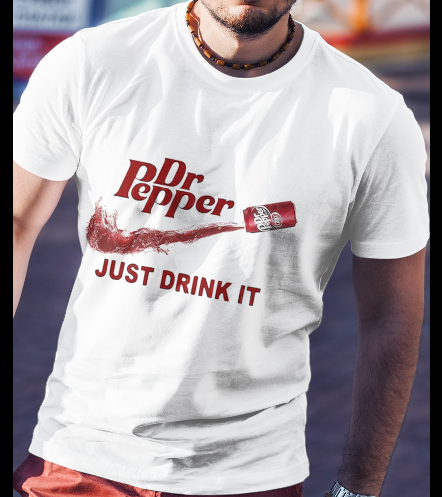 Dr Pepper Just Drink It Red Can Swoosh T-Shirt