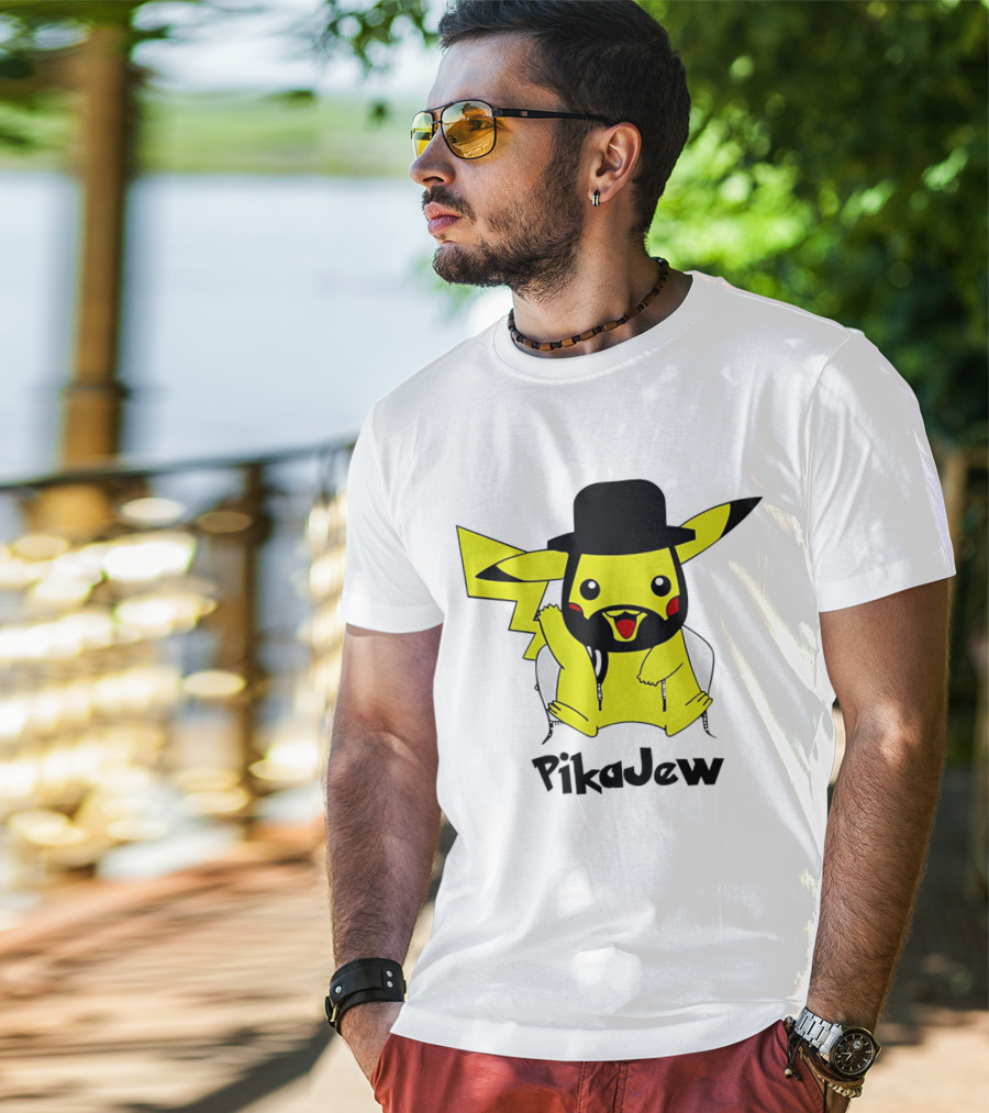 PikaJew Pikachu Hasidic Jewish Fusion Character With Yarmulke And Payot T-Shirt