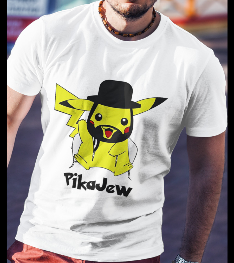 PikaJew Pikachu Hasidic Jewish Fusion Character With Yarmulke And Payot T-Shirt