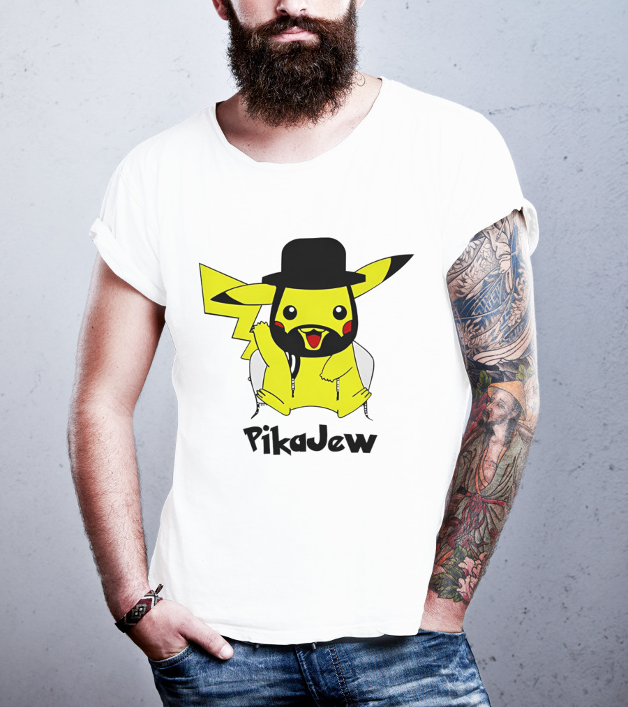 PikaJew Pikachu Hasidic Jewish Fusion Character With Yarmulke And Payot T-Shirt