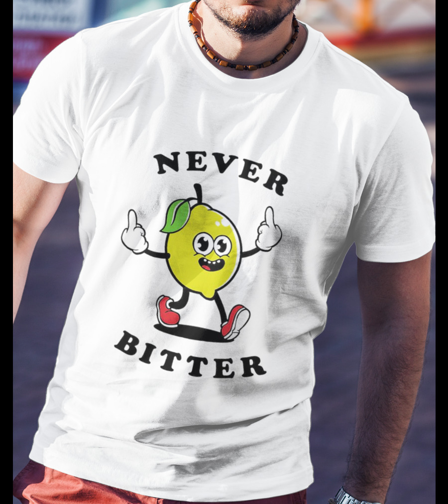 Lemon Never Bitter Playful Character With Upraised Hands T-Shirt