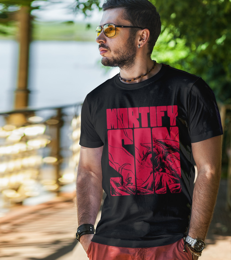 MORTIFY SIN Dark Battle With Fiery Behemoth T-Shirt