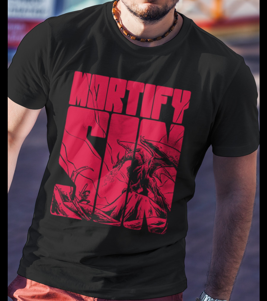 MORTIFY SIN Dark Battle With Fiery Behemoth T-Shirt