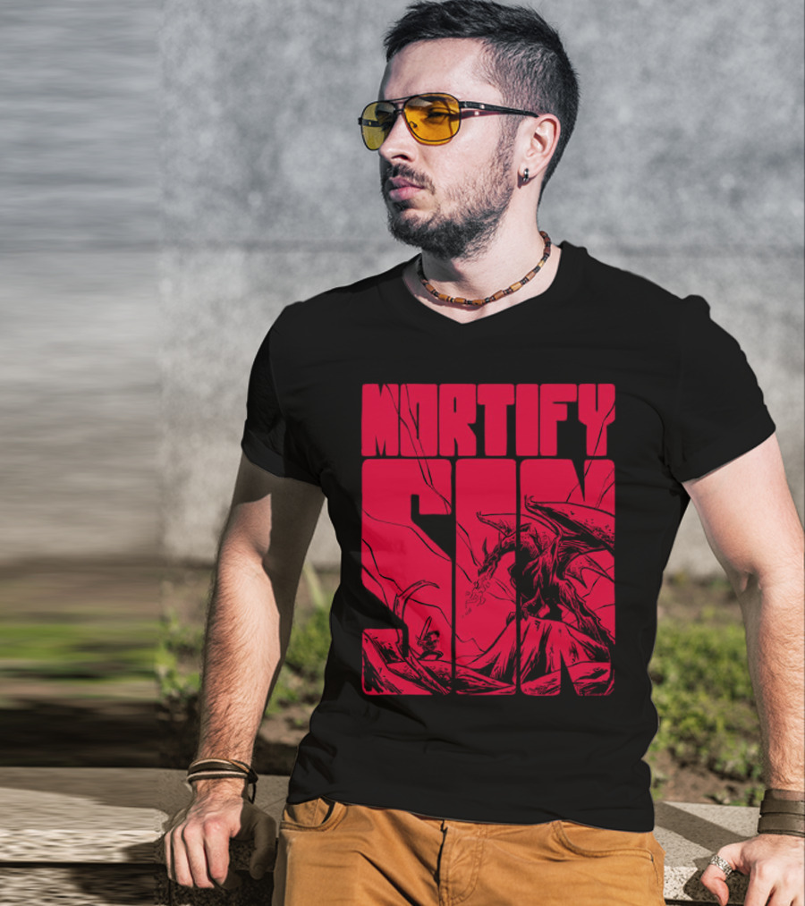 MORTIFY SIN Dark Battle With Fiery Behemoth T-Shirt