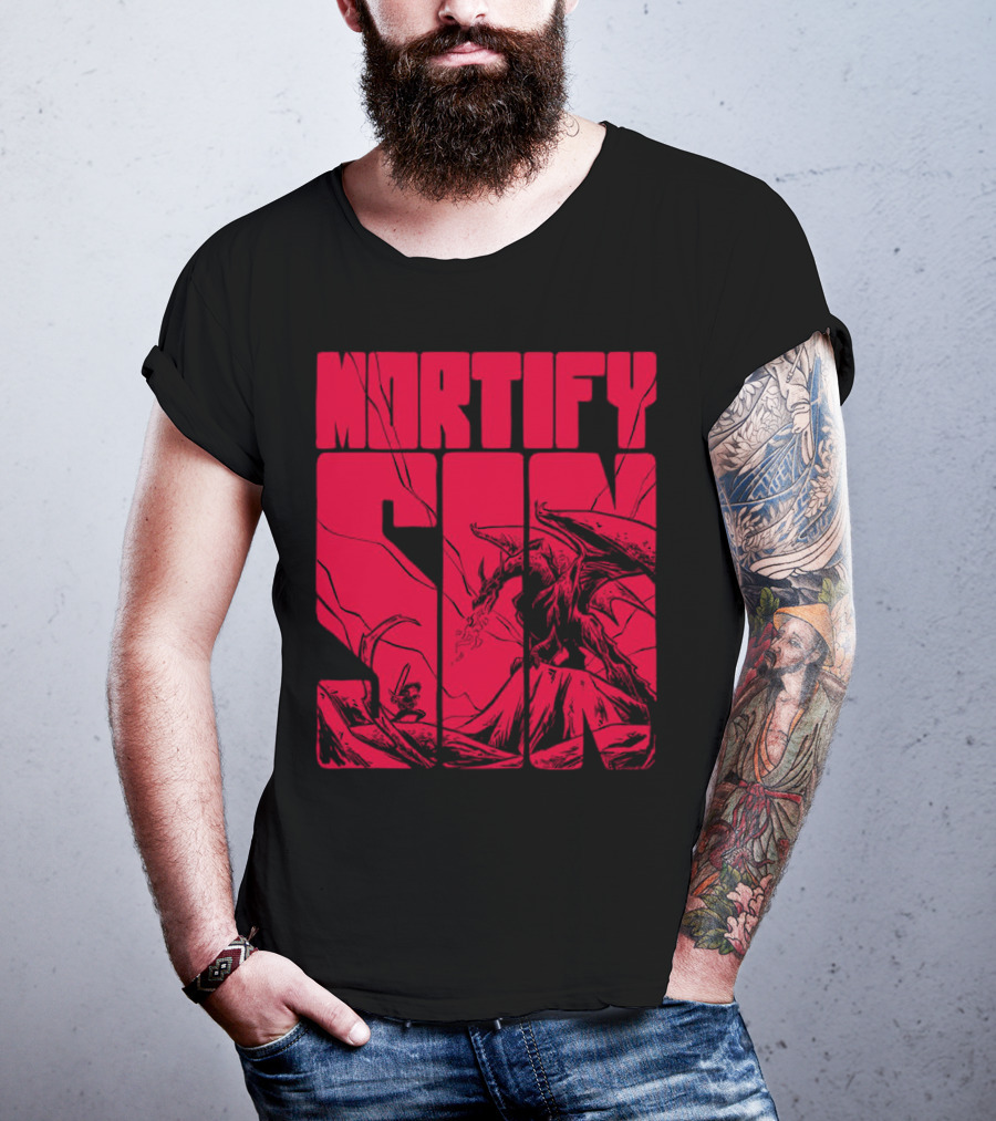 MORTIFY SIN Dark Battle With Fiery Behemoth T-Shirt