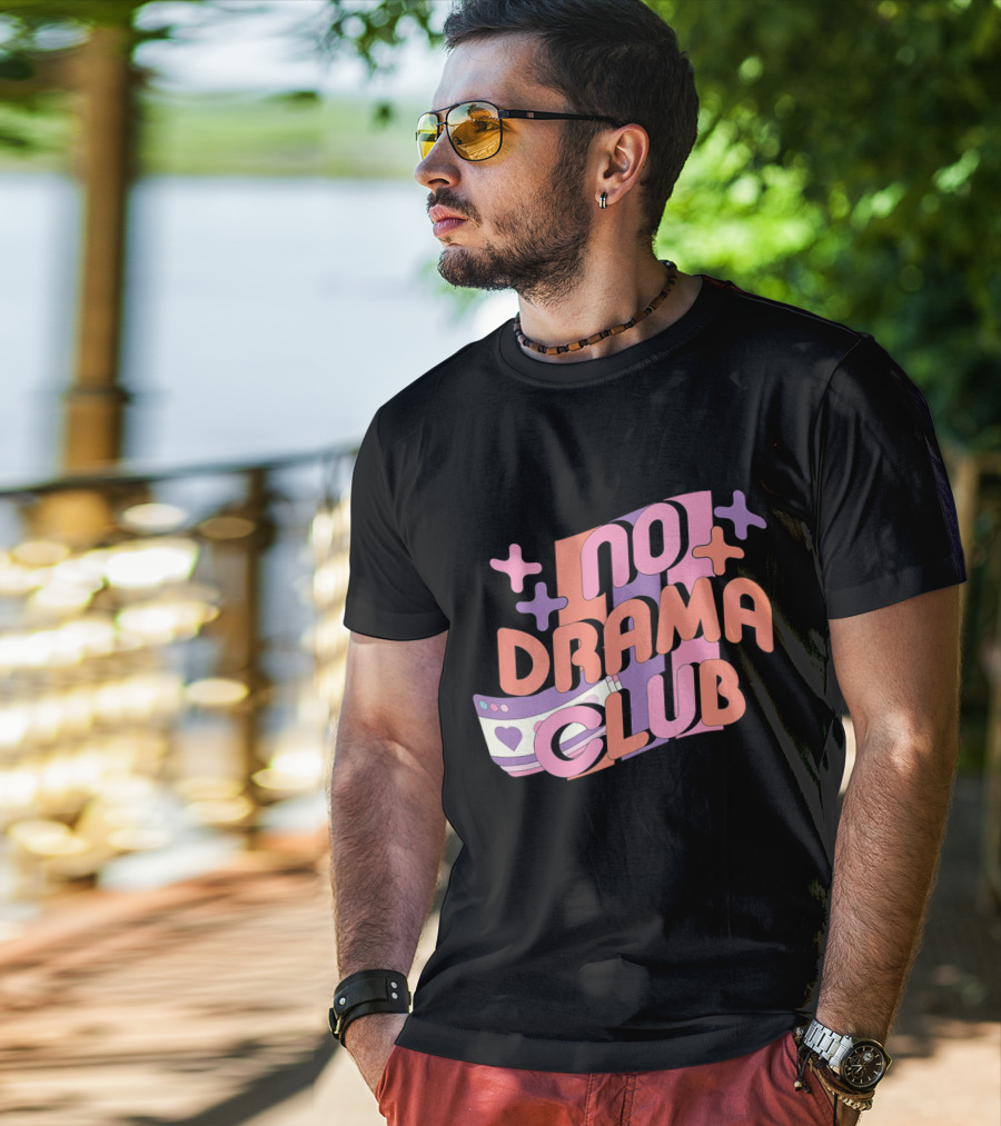 No Drama Club Cute Cartoon Heart Stripes And Shapes T-Shirt
