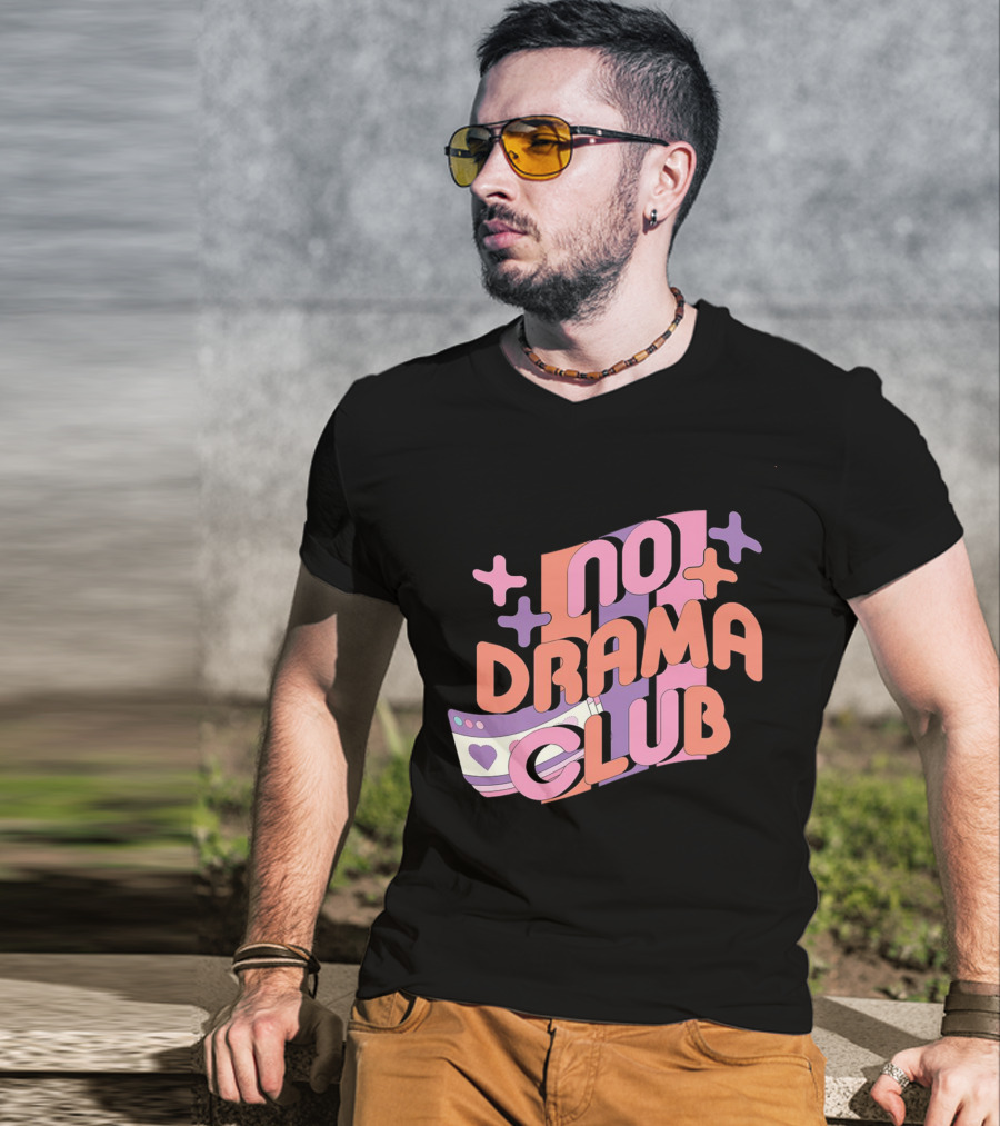 No Drama Club Cute Cartoon Heart Stripes And Shapes T-Shirt
