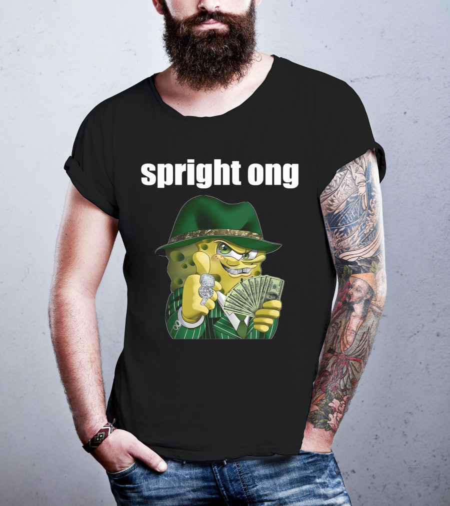 Spright Ong Money Spongebob In Green Suit With Cash T-Shirt