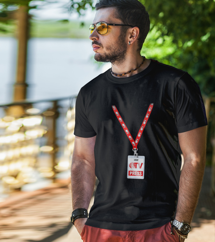 AEW QTV Press Pass Lanyard By QT Marshall T-Shirt