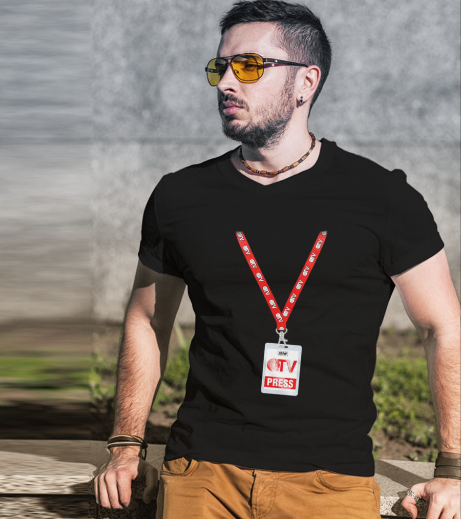 AEW QTV Press Pass Lanyard By QT Marshall T-Shirt