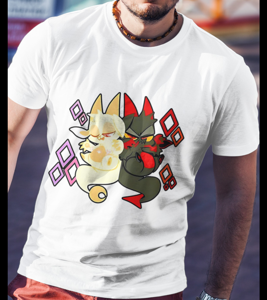 Chikn Nuggit Fwench Fwy Diamond Pattern Characters T-Shirt