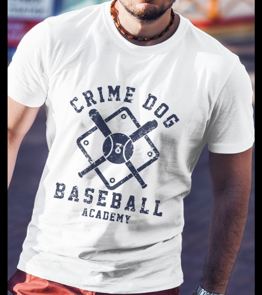 Crime Dog Baseball Academy Logo With Bat And Ball Diamond T-Shirt