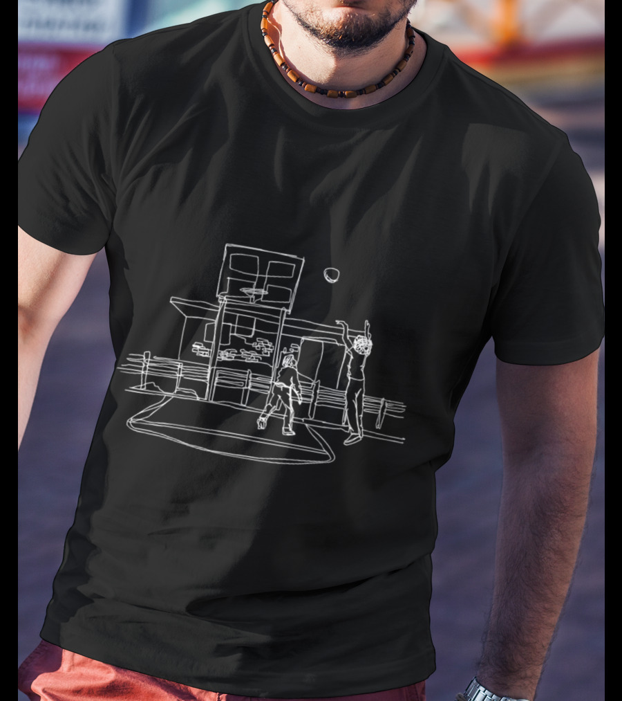 SLAM Beautiful Game Basketball Court Players Drawing T-Shirt