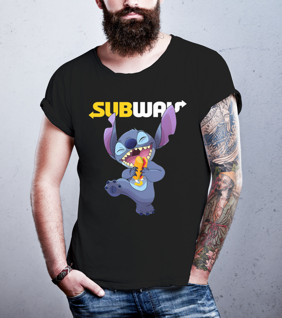 SUBWAY Stitch Eating Hotdog T-Shirt