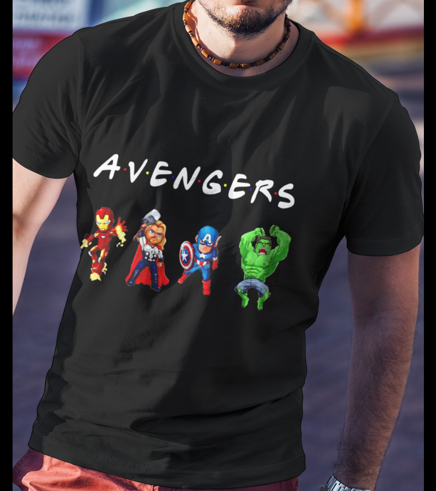 Avengers Iron Man Thor Captain America Hulk Chibi Characters T-Shirt