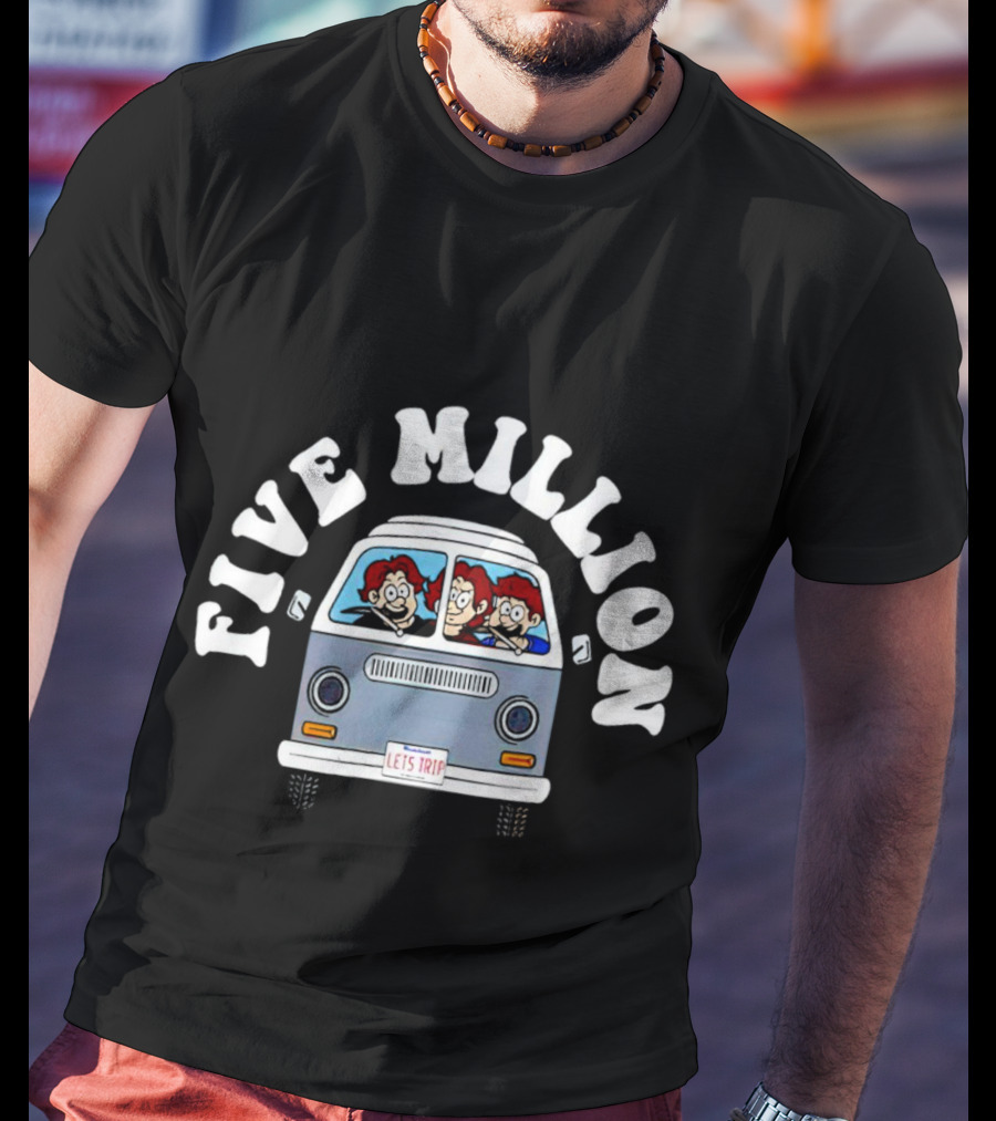Five Million Let's Trip Cartoon Van Journey T-Shirt