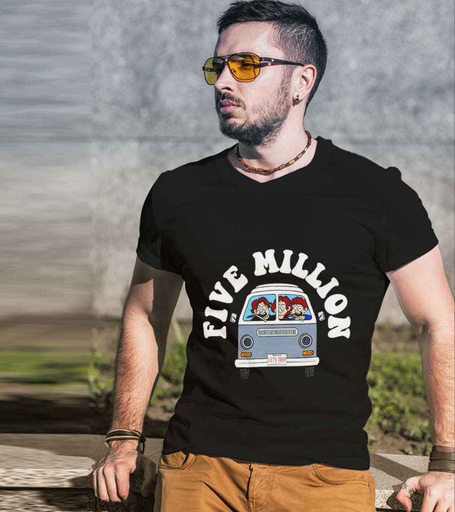 Five Million Let's Trip Cartoon Van Journey T-Shirt
