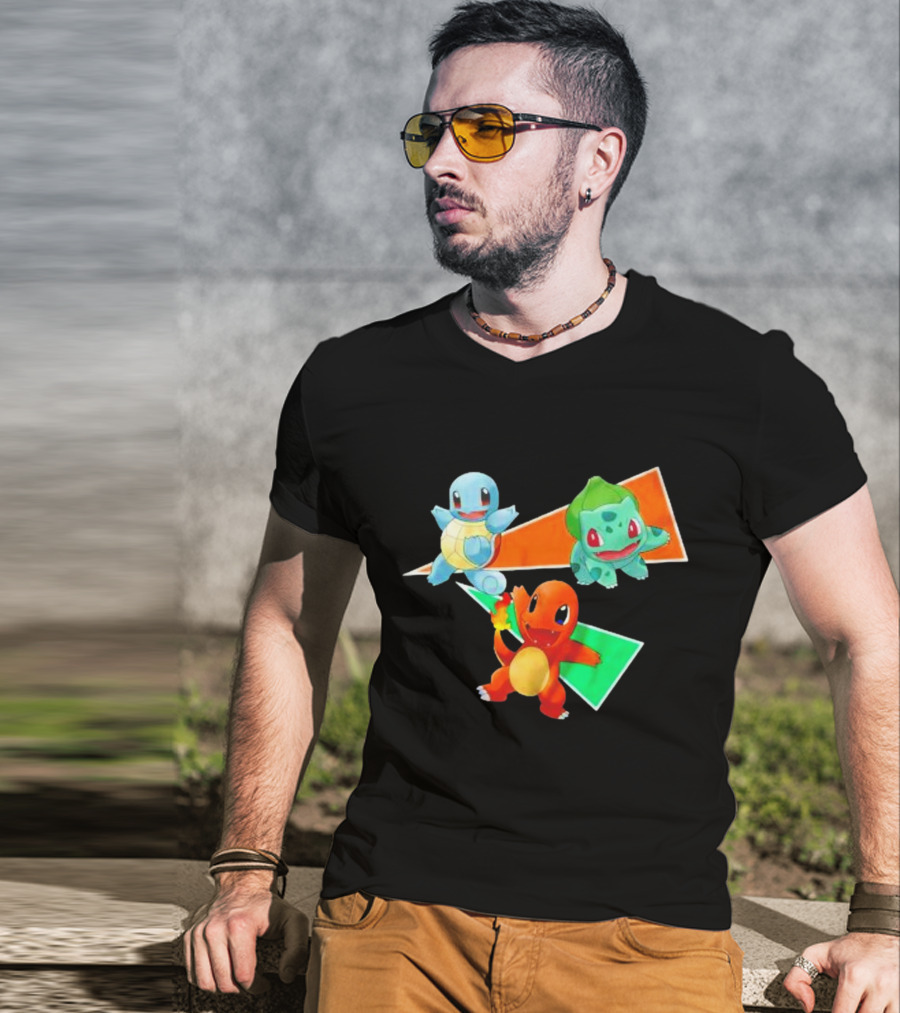 Charmander Bulbasaur Squirtle Pokemon Starter Trio T-Shirt