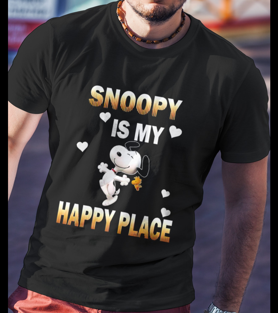 Snoopy Is My Happy Place Hearts Woodstock T-Shirt