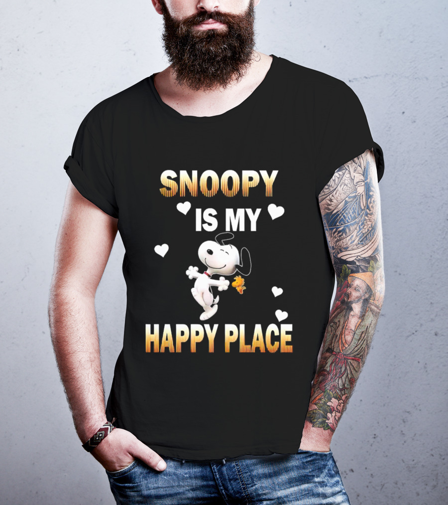 Snoopy Is My Happy Place Hearts Woodstock T-Shirt