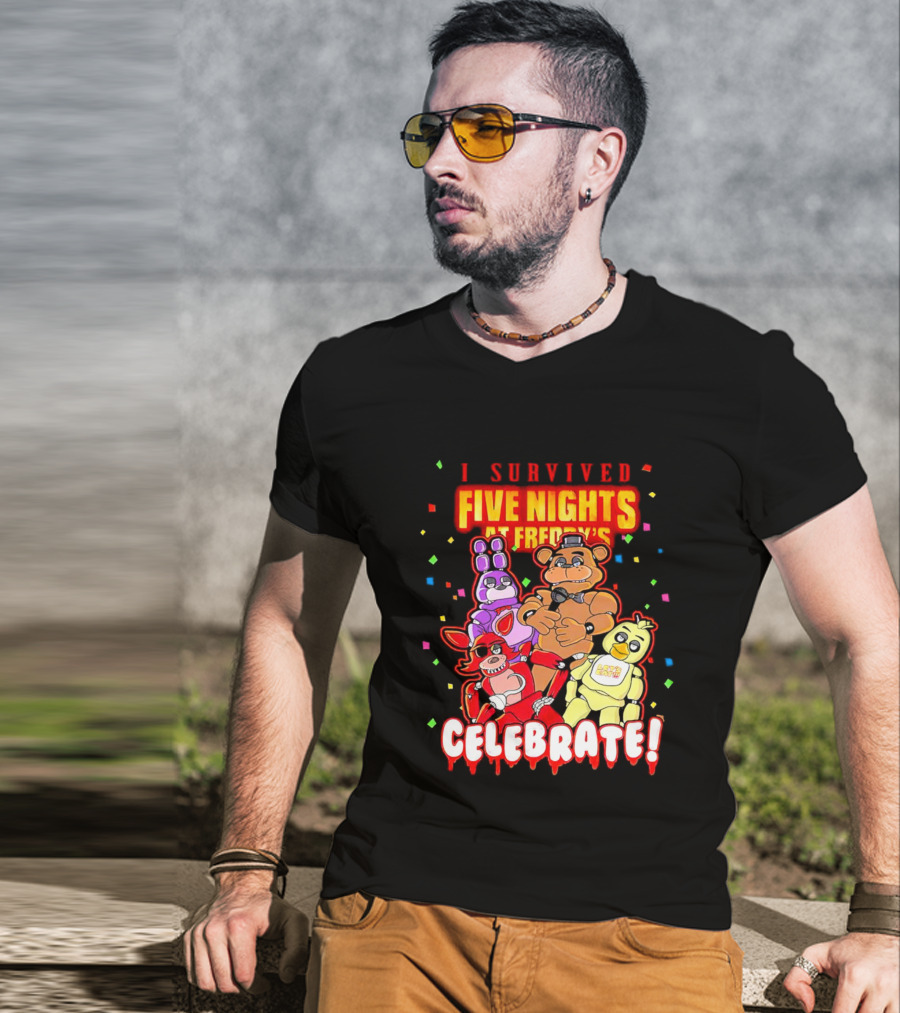 I Survived Five Nights At Freddy’s Celebrate Freddy Bonnie Chica Foxy T-Shirt