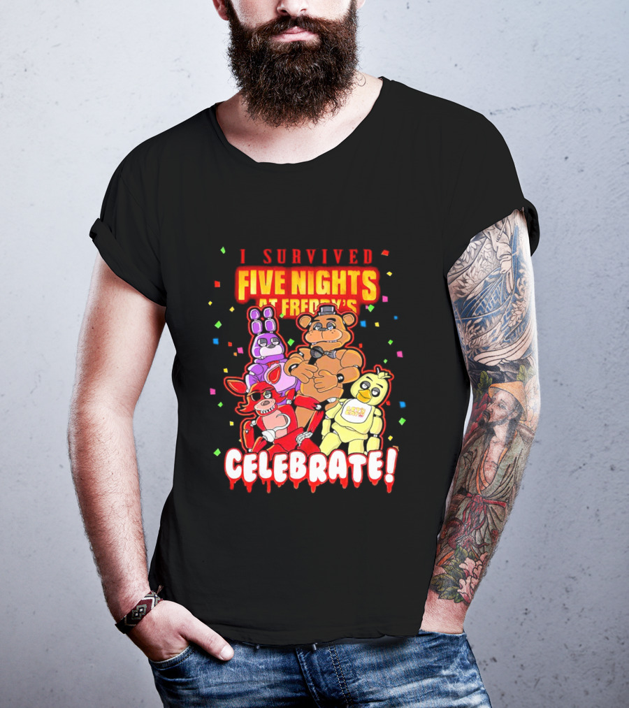 I Survived Five Nights At Freddy’s Celebrate Freddy Bonnie Chica Foxy T-Shirt