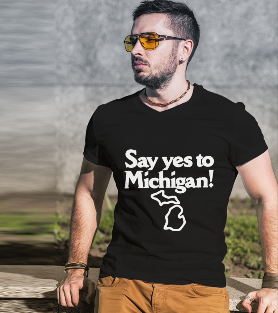 Jack White Say Yes To Michigan Outline T-Shirt