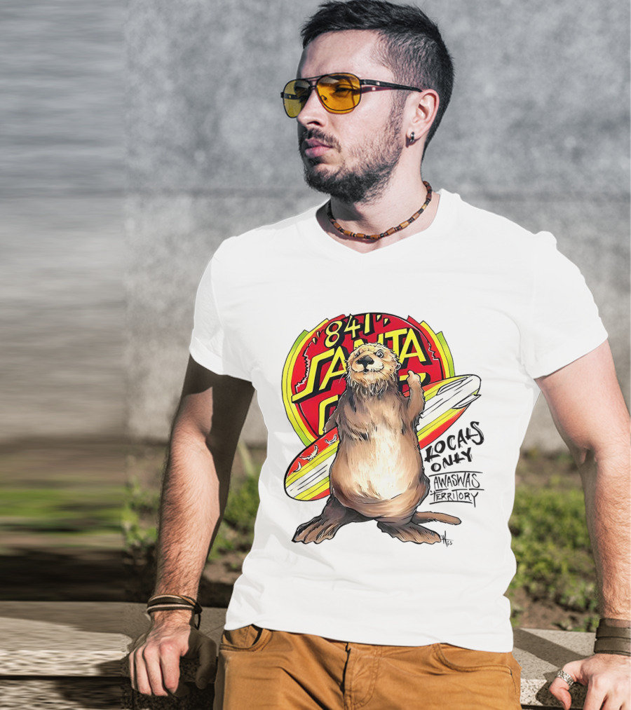 Otter 841 Santa Cruz Locals Only Awaswas Territory Surfing T-Shirt