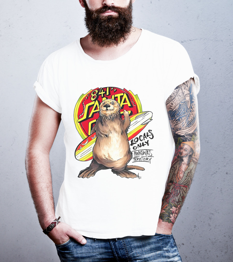 Otter 841 Santa Cruz Locals Only Awaswas Territory Surfing T-Shirt