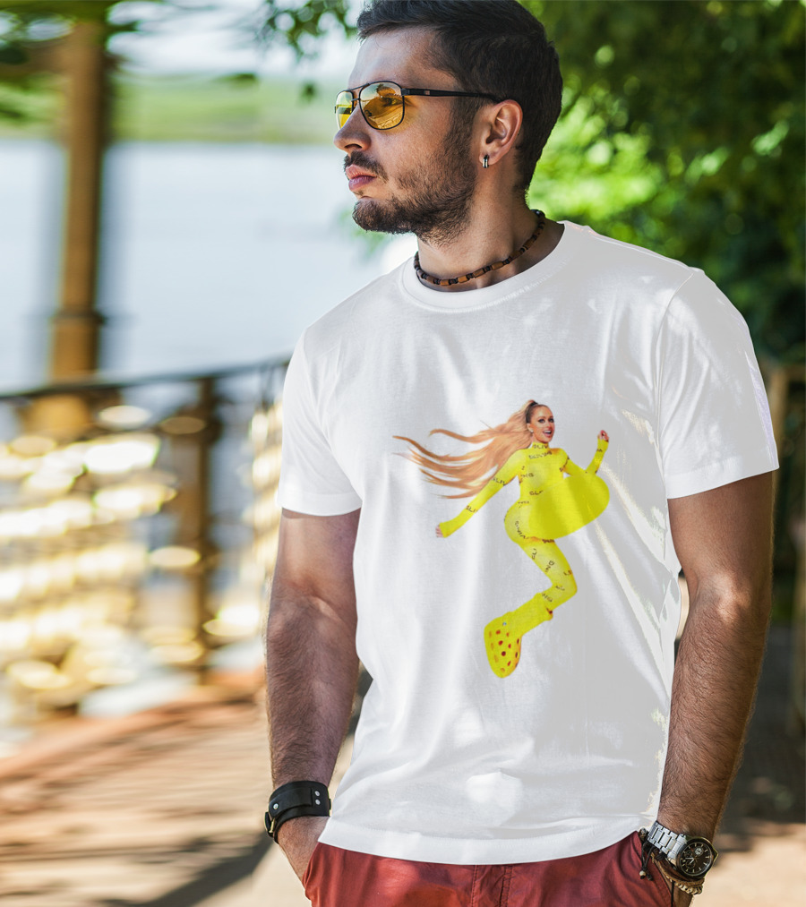 Paris Hilton Yellow Slime Crocs Big Yellow Boot T-Shirt