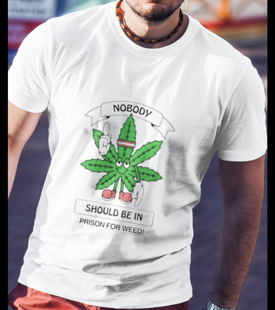 Nobody Should Be In Prison For Weed Leaf Character T-Shirt