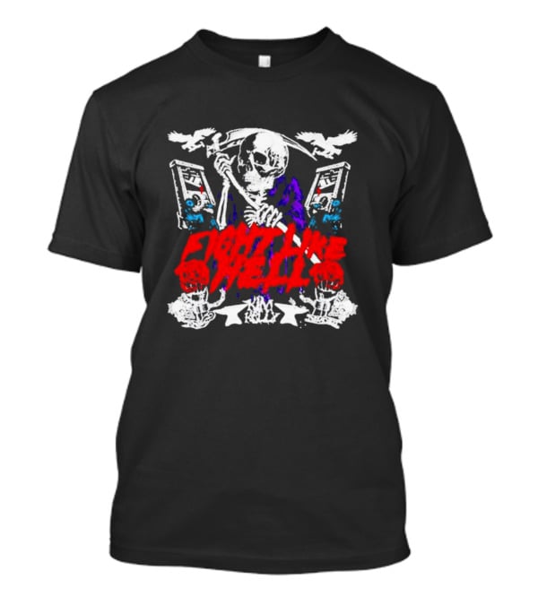 Kim Kelly Fight Like Hell Skeleton Sickle 80s Arcade T-Shirt