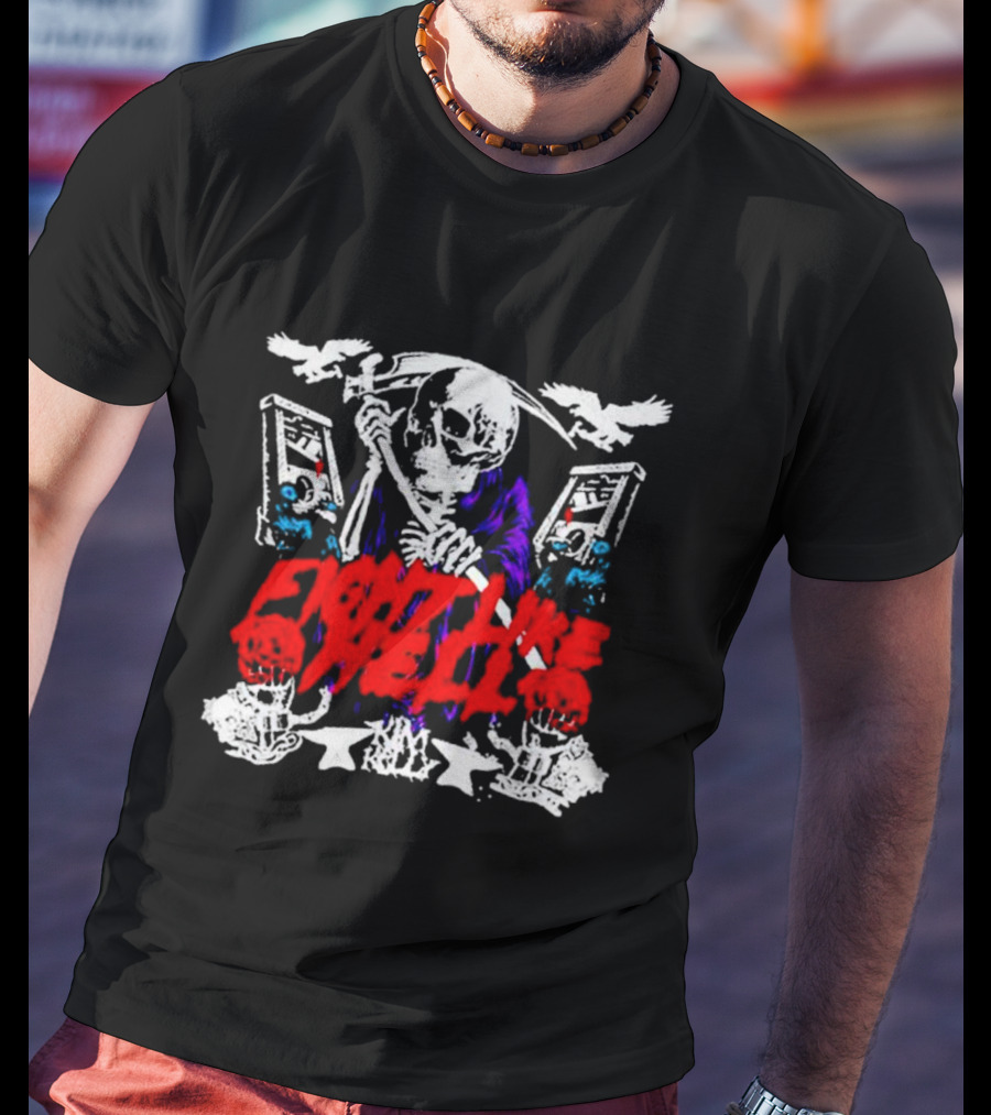 Kim Kelly Fight Like Hell Skeleton Sickle 80s Arcade T-Shirt