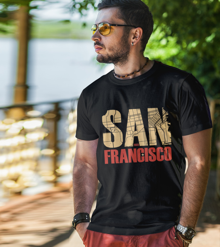 San Francisco 1850 Map Typography T-Shirt
