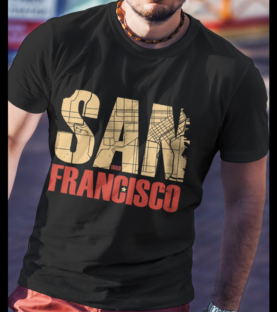 San Francisco 1850 Map Typography T-Shirt