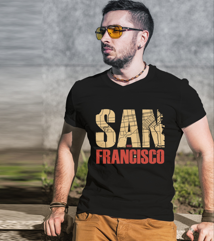 San Francisco 1850 Map Typography T-Shirt