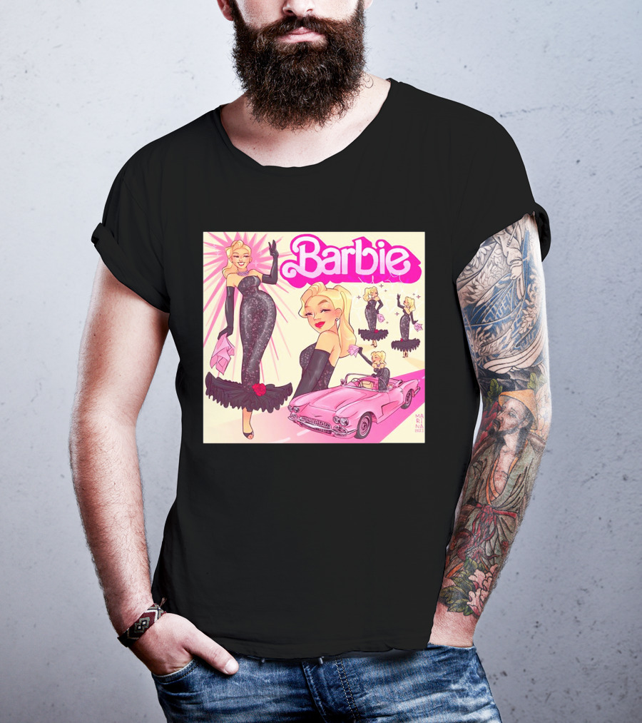 Barbie Glamorous Star With Pink Cadillac And Sparkling Dress T-Shirt