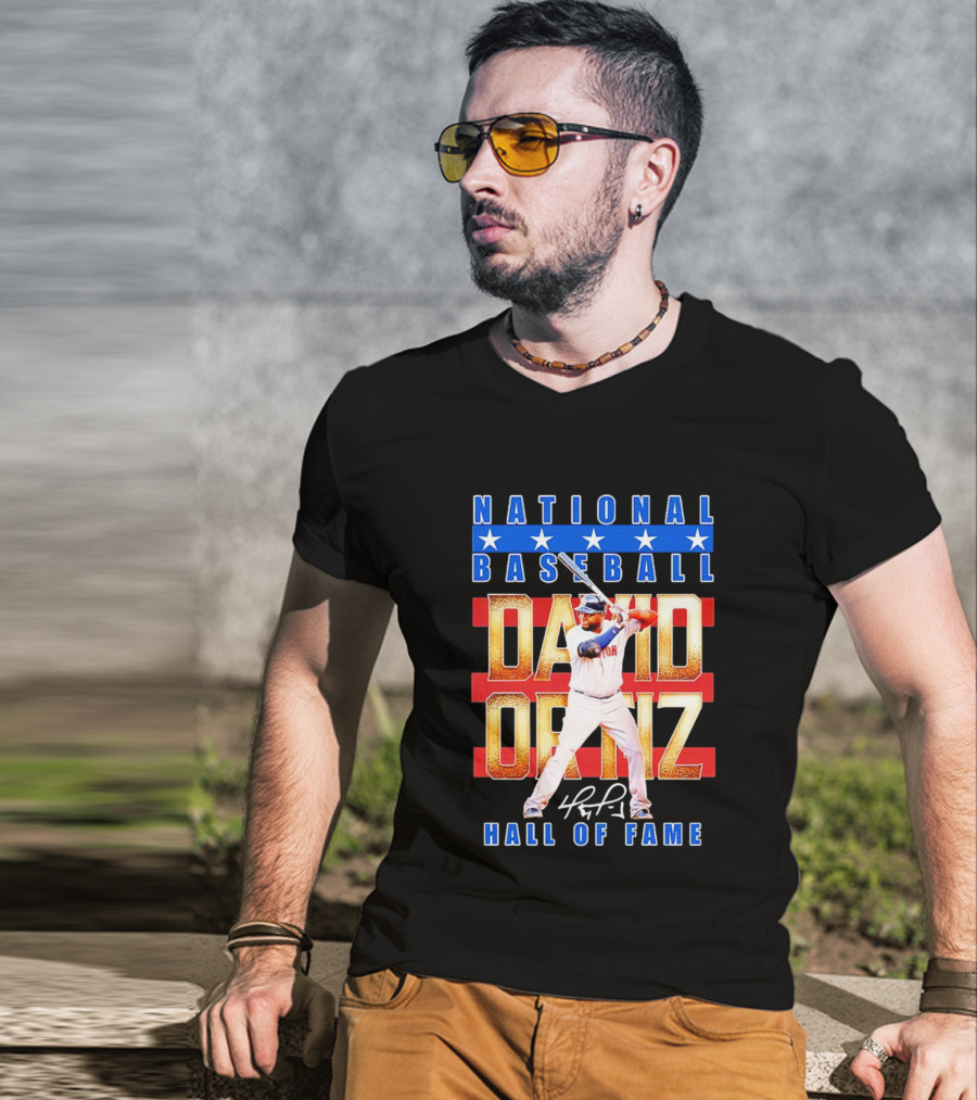 David Ortiz National Baseball Hall Of Fame Signature National Baseball Stars T-Shirt