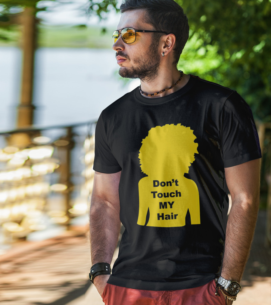Don’t Touch My Hair Yellow Silhouette Afro Outline T-Shirt