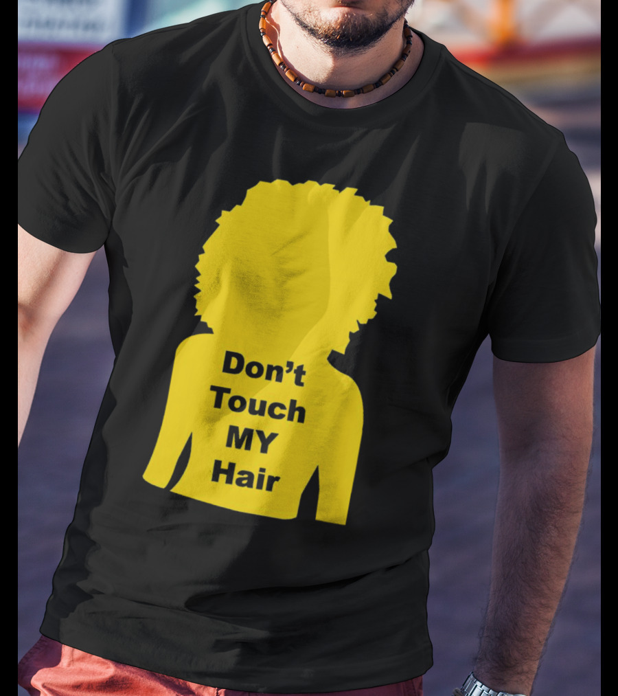 Don’t Touch My Hair Yellow Silhouette Afro Outline T-Shirt