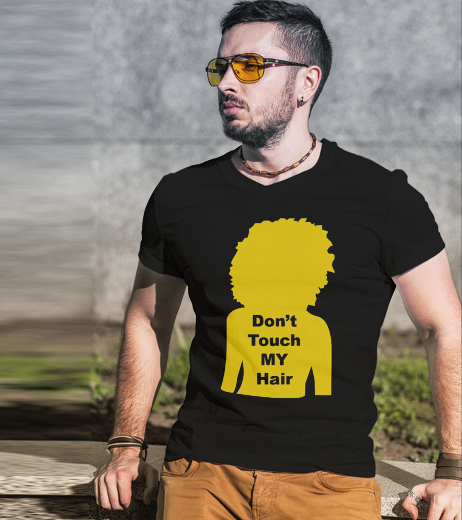 Don’t Touch My Hair Yellow Silhouette Afro Outline T-Shirt