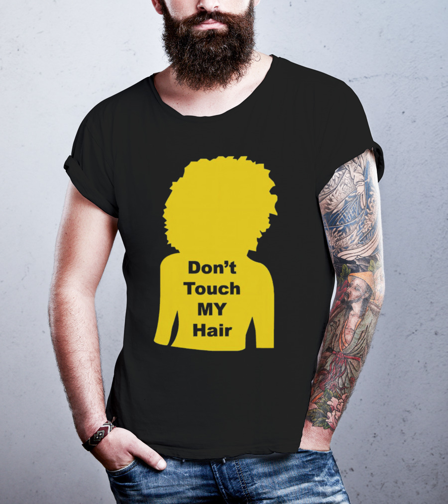 Don’t Touch My Hair Yellow Silhouette Afro Outline T-Shirt