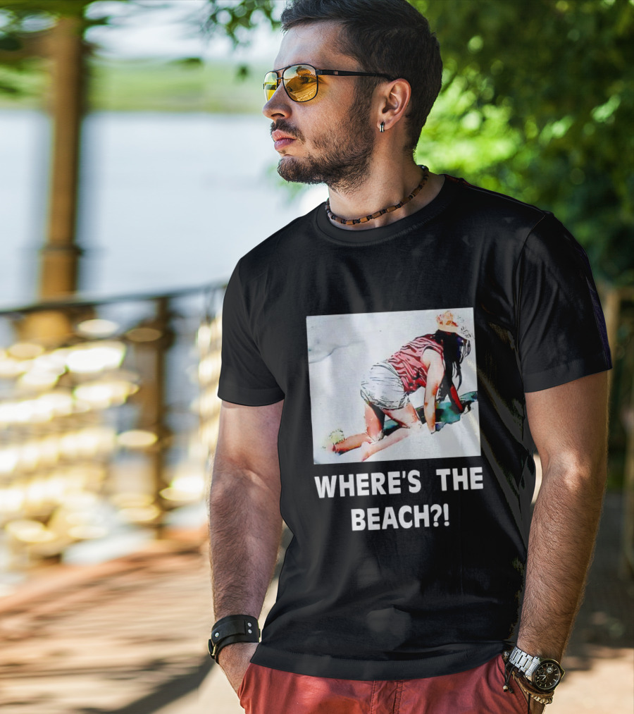 WHERE'S THE BEACH? Woman In Sand Picture T-Shirt